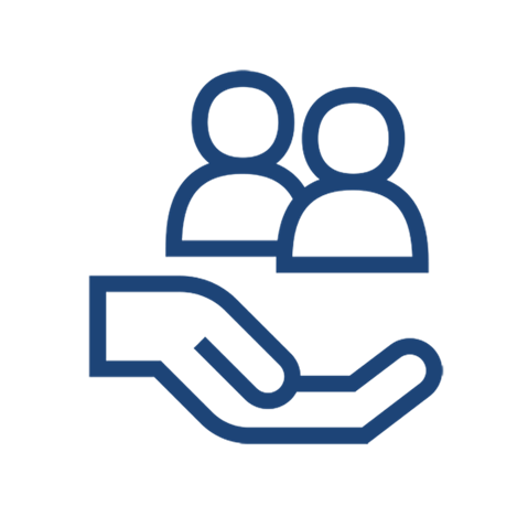 A simple dark blue square set against a white background, creating a minimalist design.